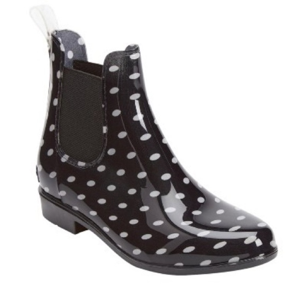 Comfortview Womens The Uma Rain Boots Black Dot Slip On Wide Fit NEW